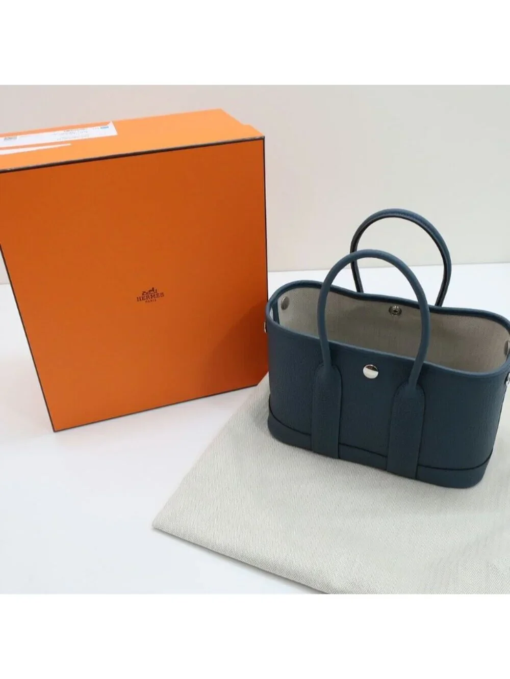 Hermes Ten Neo Garden 23 Blue Tonpet Negonda Handbag Leather